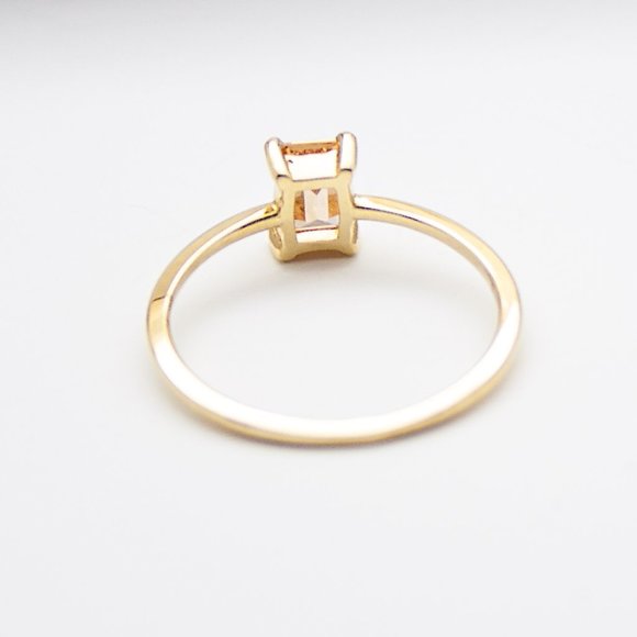 Solid 10K Yellow Gold Smoky Topaz Ring - Picture 7 of 9